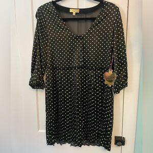 Vera Wang Black Dress with Yellow Polka Dots